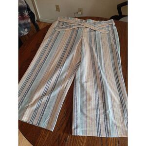 Size 22/24WP C Est 1946 Pastel Striped Wide Leg Capri High Rise Casual Pants